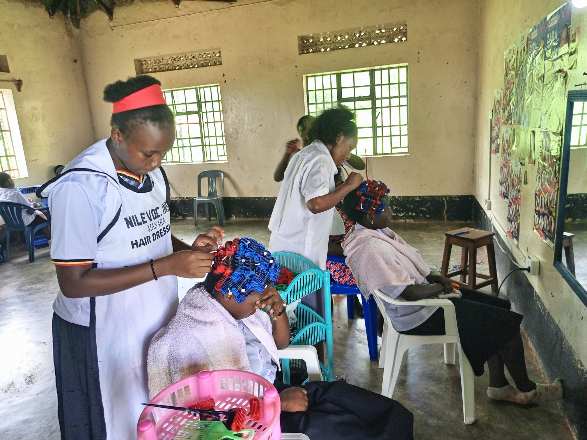 Hairdressing training at Nile Vocational Institute Masaka